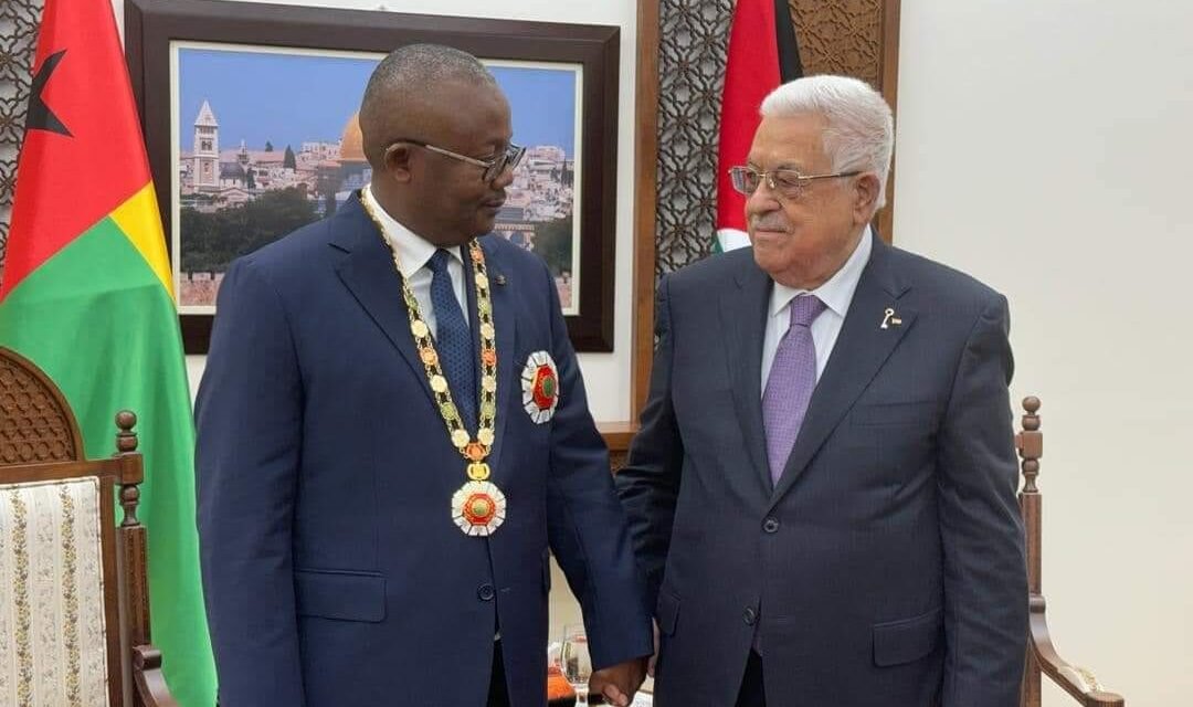 Diplomacia/Presidente da Palestina condecora Umaro Sissoco Embaló com  “Grande Colar”  do Estado Palestiniano