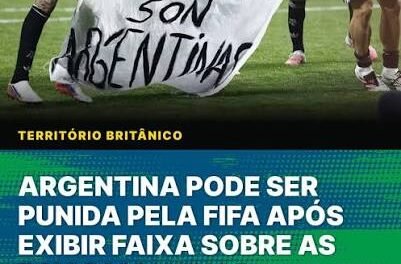 Copa 2026/Faixa das Malvinas exibida pela Argentina na Copa do Mundo pode render punição da Fifa